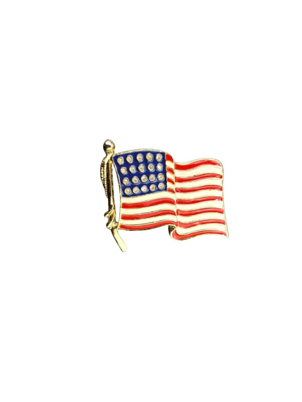 Vintage American Flag Pins Enamel Rhinestones 4th Of July Lot Of 2 Patriotic Red - Picture 4 of 8